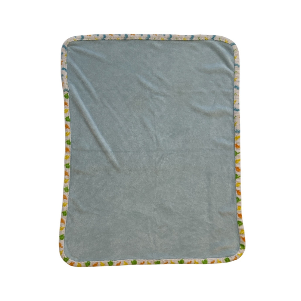 Le Bebe Favorite Blue Dinosaur Dino Trim Edge Baby Blanket Lovey Security Infant